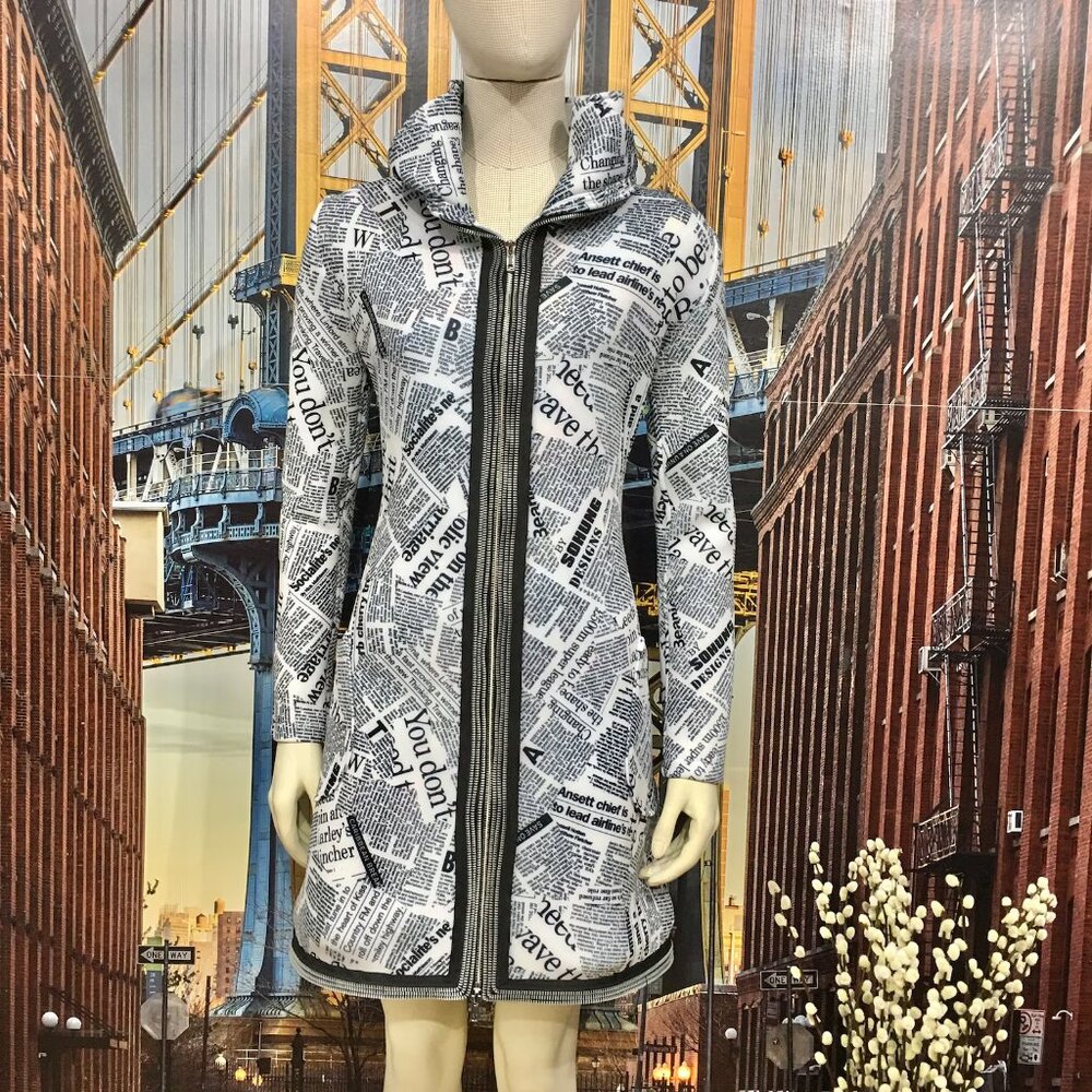 NEW Sohung Designs Newsprint 3/4 Jacket/Dress (size S)